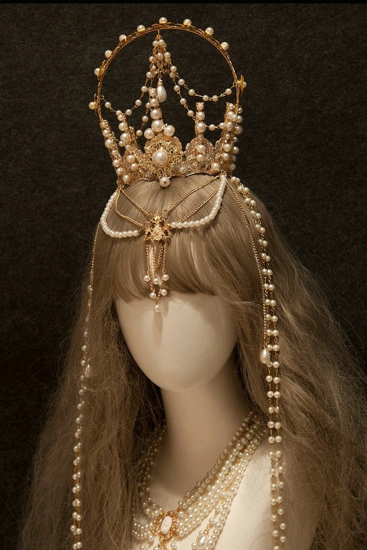 Lolita Handmade White Moon Frost Crown LE4162 - LolitaEraClassicLolita Handmade White Moon Frost Crown LE4162