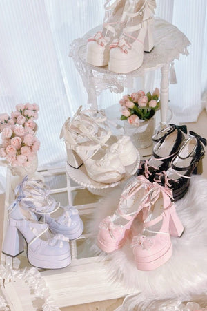 Lolita Kawaii Bow Sweet Heels 1306 - LolitaEraWhite34Lolita Kawaii Bow Sweet Heels 1306