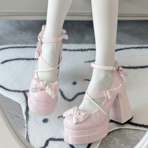 Lolita Kawaii Bow Sweet Heels 1306 - LolitaEraPink34Lolita Kawaii Bow Sweet Heels 1306