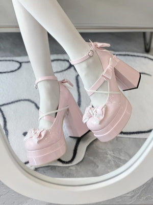 Lolita Kawaii Bow Sweet Heels 1306 - LolitaEraPink34Lolita Kawaii Bow Sweet Heels 1306