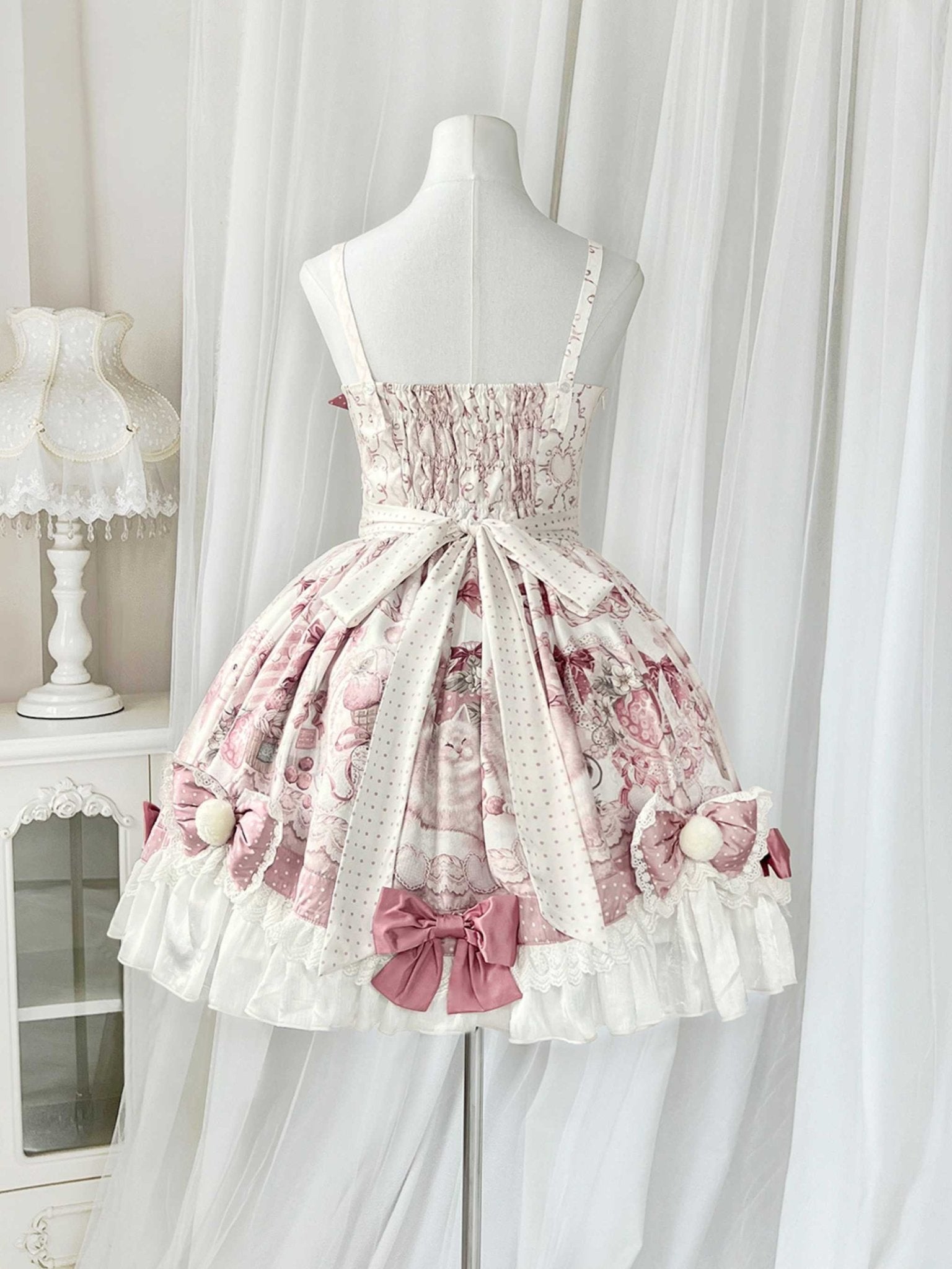 Lolita Kawaii Cat Motif Plush JSK Cape Winter Set - LolitaEraPink DressSLolita Kawaii Cat Motif Plush JSK Cape Winter Set