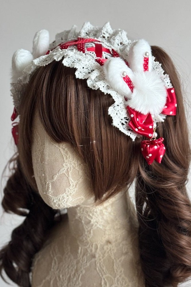 Lolita Kawaii Fluffy Bunny Headband - LolitaEraPinkLolita Kawaii Fluffy Bunny Headband