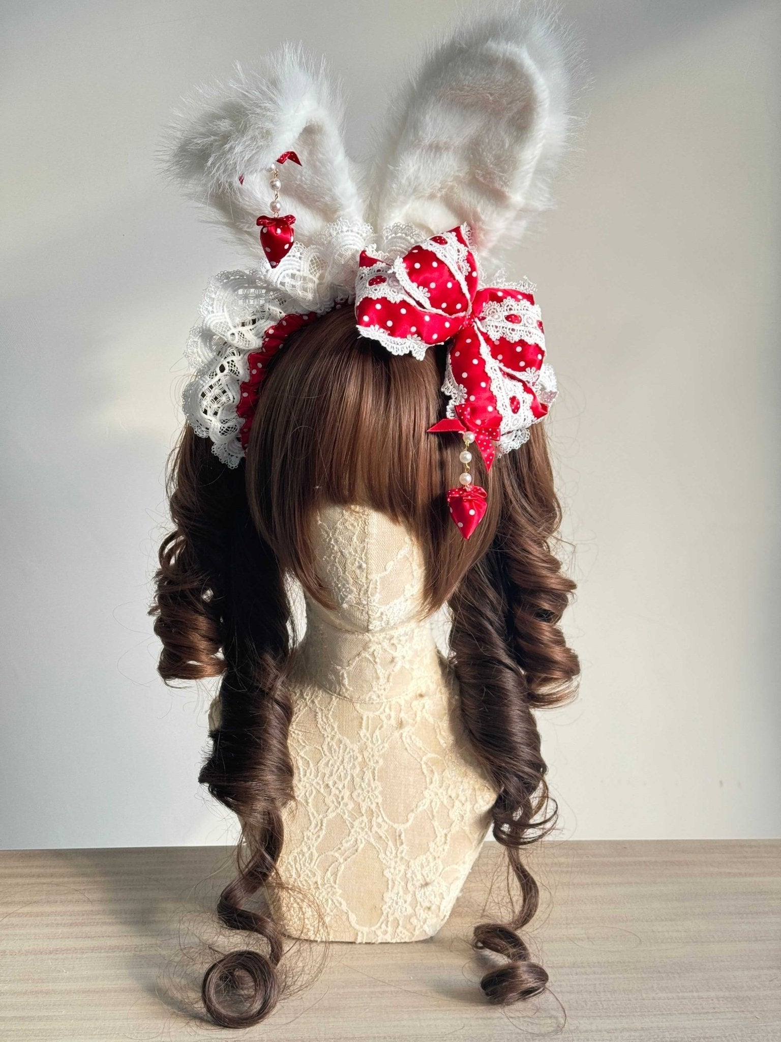 Lolita Kawaii Stuffed Bunny Ear KC Headband - LolitaEraRedLolita Kawaii Stuffed Bunny Ear KC Headband