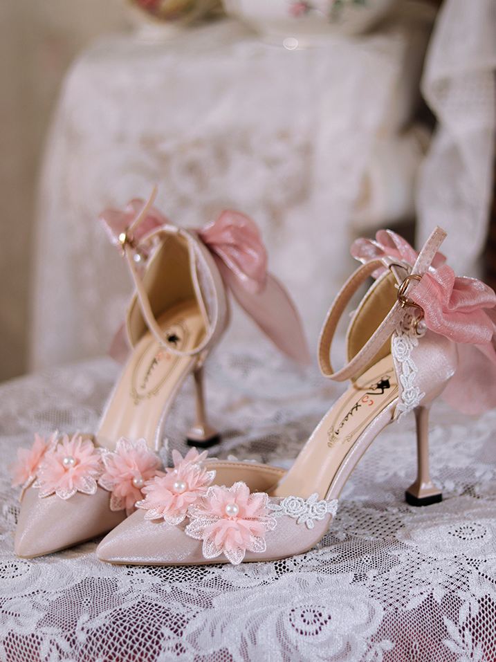 Lolita Pink Crystal High Heels - LolitaEraPink 8cm34Lolita Pink Crystal High Heels