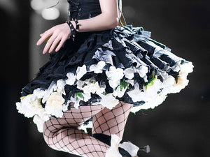 Lolita Princess Floral Petticoat 1243 - LolitaEraBlackOne Size (Waist Stretches to 105cm)45cmLolita Princess Floral Petticoat 1243