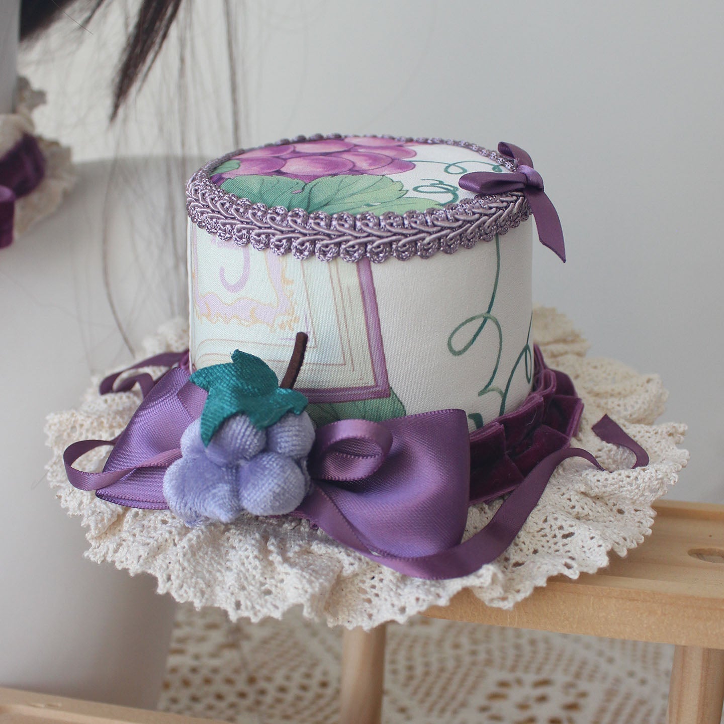Lolita Purple Grape Theme Mini Hat Hair Clip - LolitaEra9Lolita Purple Grape Theme Mini Hat Hair Clip