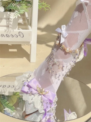 Lolita Purple Thrill Pointed - Toe Handmade Heels LE5109 - LolitaEraPurple 5CM34Lolita Purple Thrill Pointed - Toe Handmade Heels LE5109