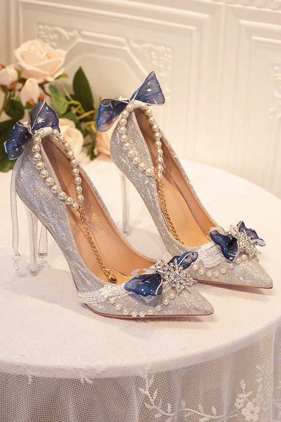 Lolita Shimmer Sequin Heels LE5100 - LolitaEraDark blue34Lolita Shimmer Sequin Heels LE5100