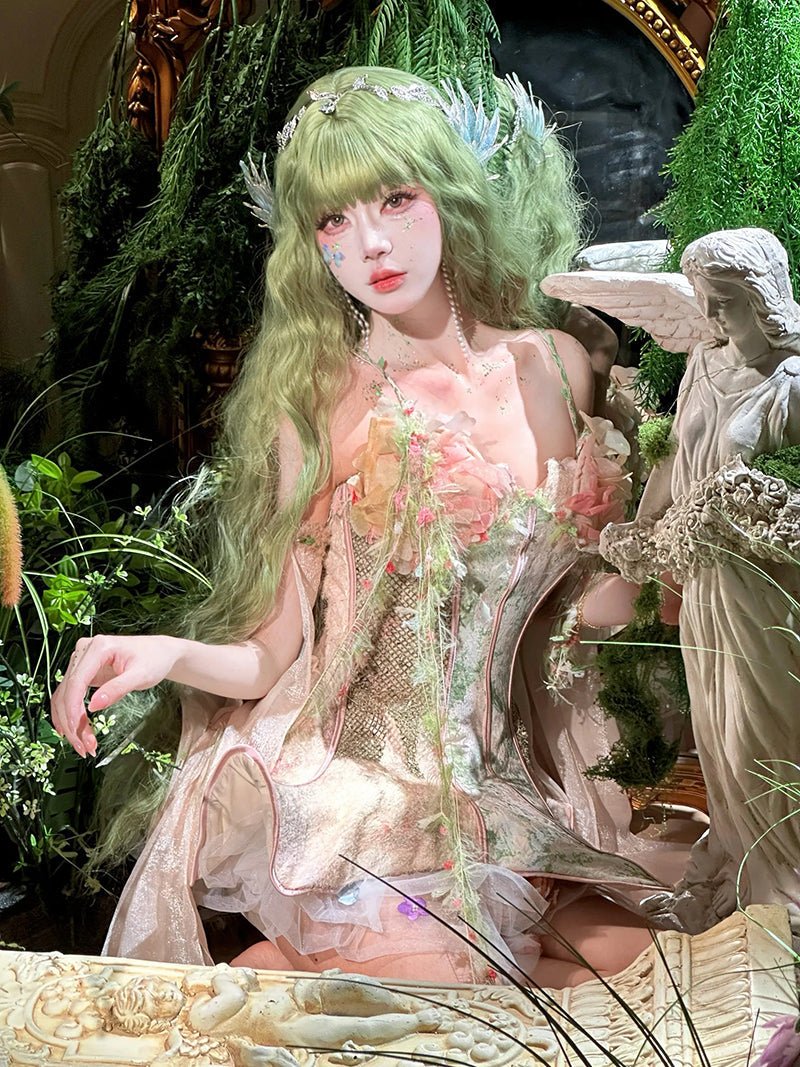 Long Curly Fairy Classic Green Wig - LolitaEra