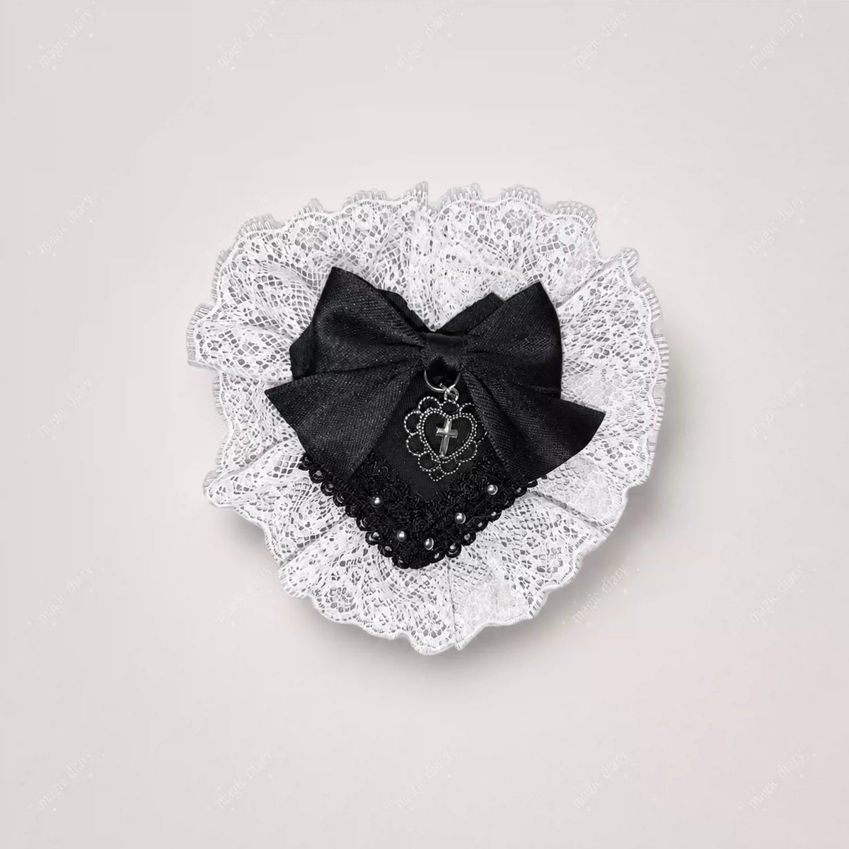 Long Ear Bunny Doll Lace Gothic Lolita Headband with Paw Heart Hair Clip - LolitaEra