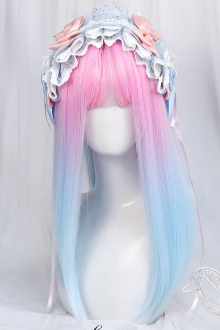 Long Straight Pink to Blue Mixed Color kawaii Wig - LolitaEra