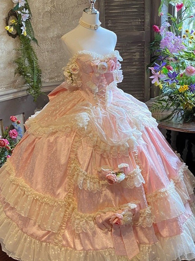 Love & Roses Long Party Dress - LolitaEraWhiteSLove & Roses Long Party Dress