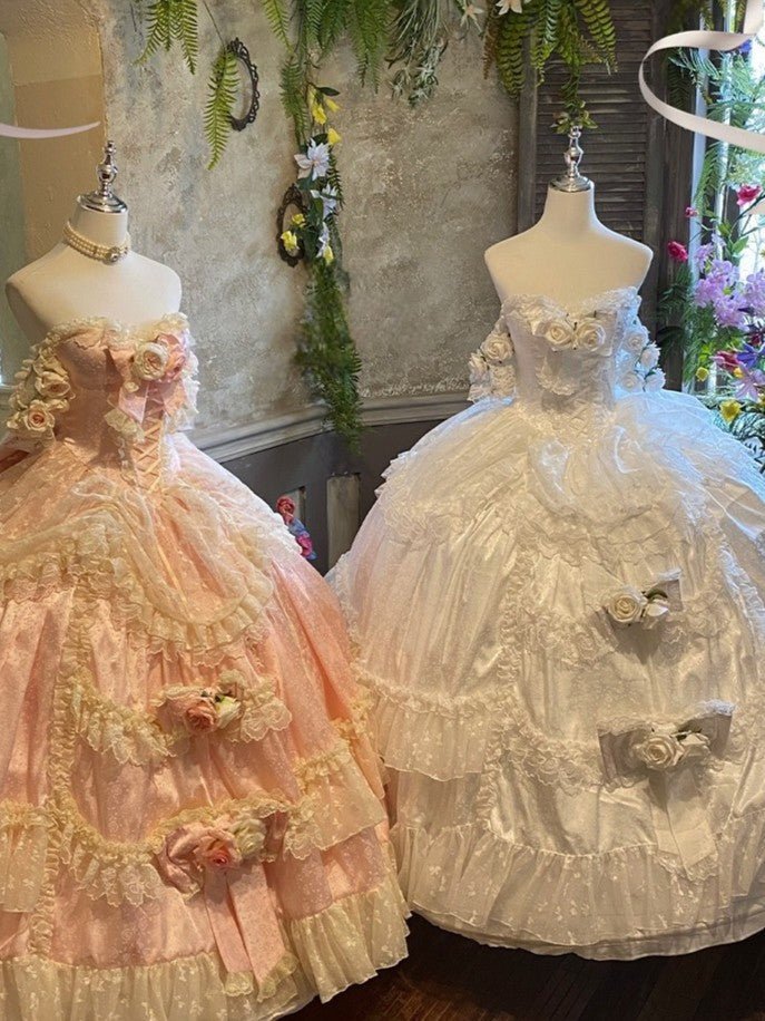 Love & Roses Long Party Dress - LolitaEraWhiteSLove & Roses Long Party Dress