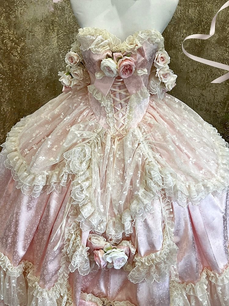 Love & Roses Long Party Dress - LolitaEraWhiteSLove & Roses Long Party Dress