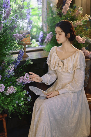 Luxury Feel Vintage Elegant Court White Dress 1273 - LolitaEraWhite DressSLuxury Feel Vintage Elegant Court White Dress 1273