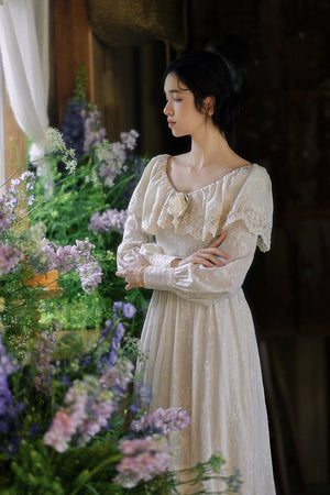 Luxury Feel Vintage Elegant Court White Dress 1273 - LolitaEraWhite DressSLuxury Feel Vintage Elegant Court White Dress 1273