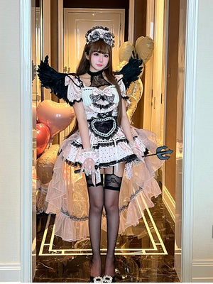 Maid Cute Sweet Soft Girl Party Dress LE1203 - LolitaEraDress+Apron+TrainSMaid Cute Sweet Soft Girl Party Dress LE1203
