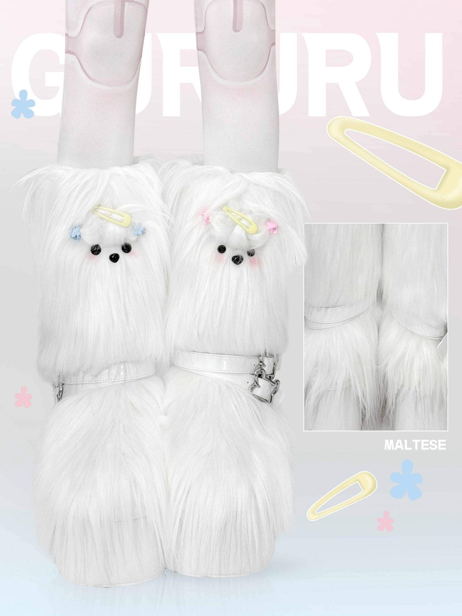 Maltese Story Y2K Fuzzy Puppy Fashion Boots - LolitaEra