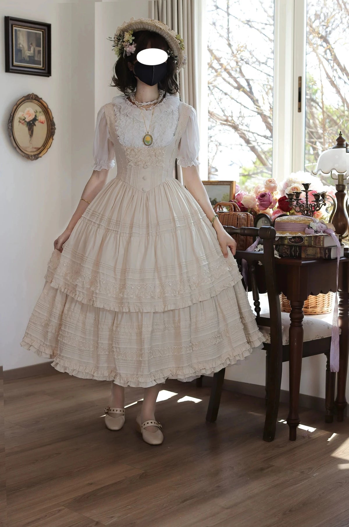 Margaret's Daisy V-Waist Bust-Support Classical Lolita JSK Dress - LolitaEra