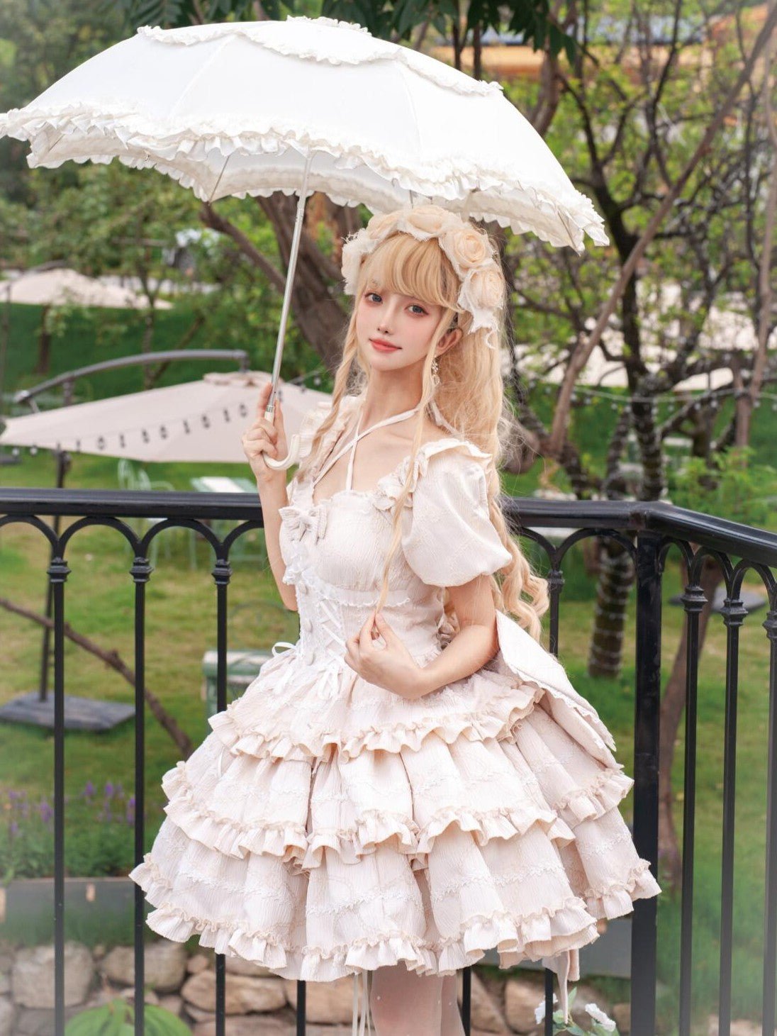 Marshmallow Dream Puffy Beige OP Dress - LolitaEraBeige OPSMarshmallow Dream Puffy Beige OP Dress
