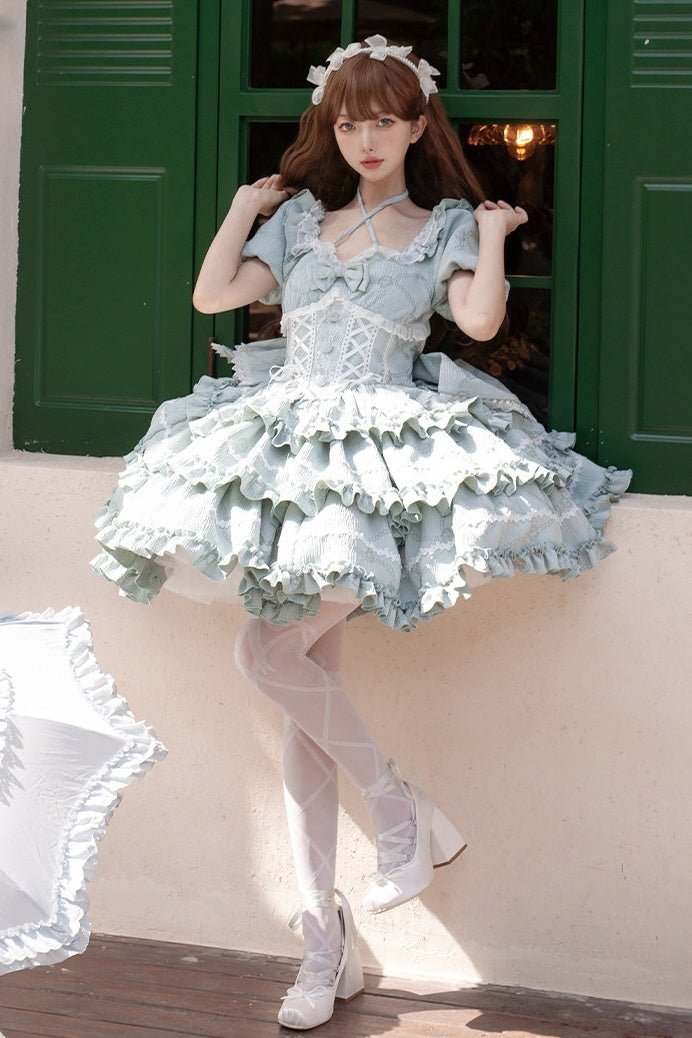 Marshmallow Dream Puffy Mint Green OP Dress - LolitaEraMint Green OPSMarshmallow Dream Puffy Mint Green OP Dress