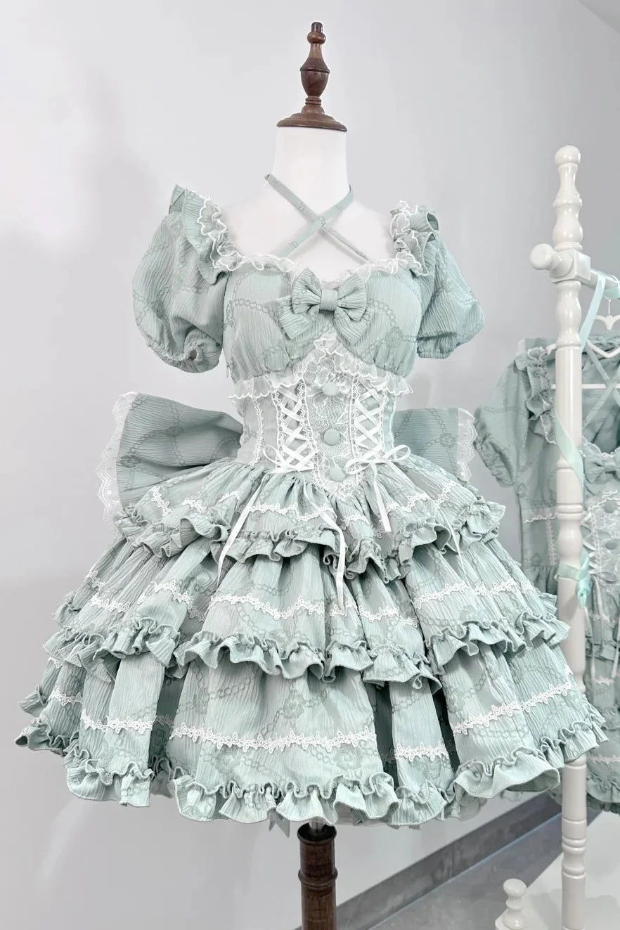 Marshmallow Dream Puffy Mint Green OP Dress - LolitaEraMint Green OPSMarshmallow Dream Puffy Mint Green OP Dress