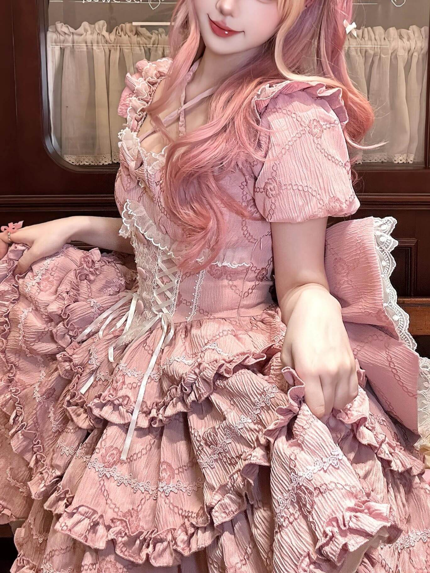 Marshmallow Dream Puffy Pink OP Dress - LolitaEraPink OPSMarshmallow Dream Puffy Pink OP Dress