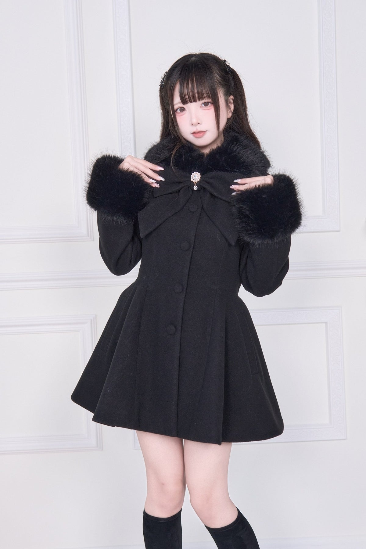 Mass Produced Japanese Style Bow Waist Tailored Coat - LolitaEra