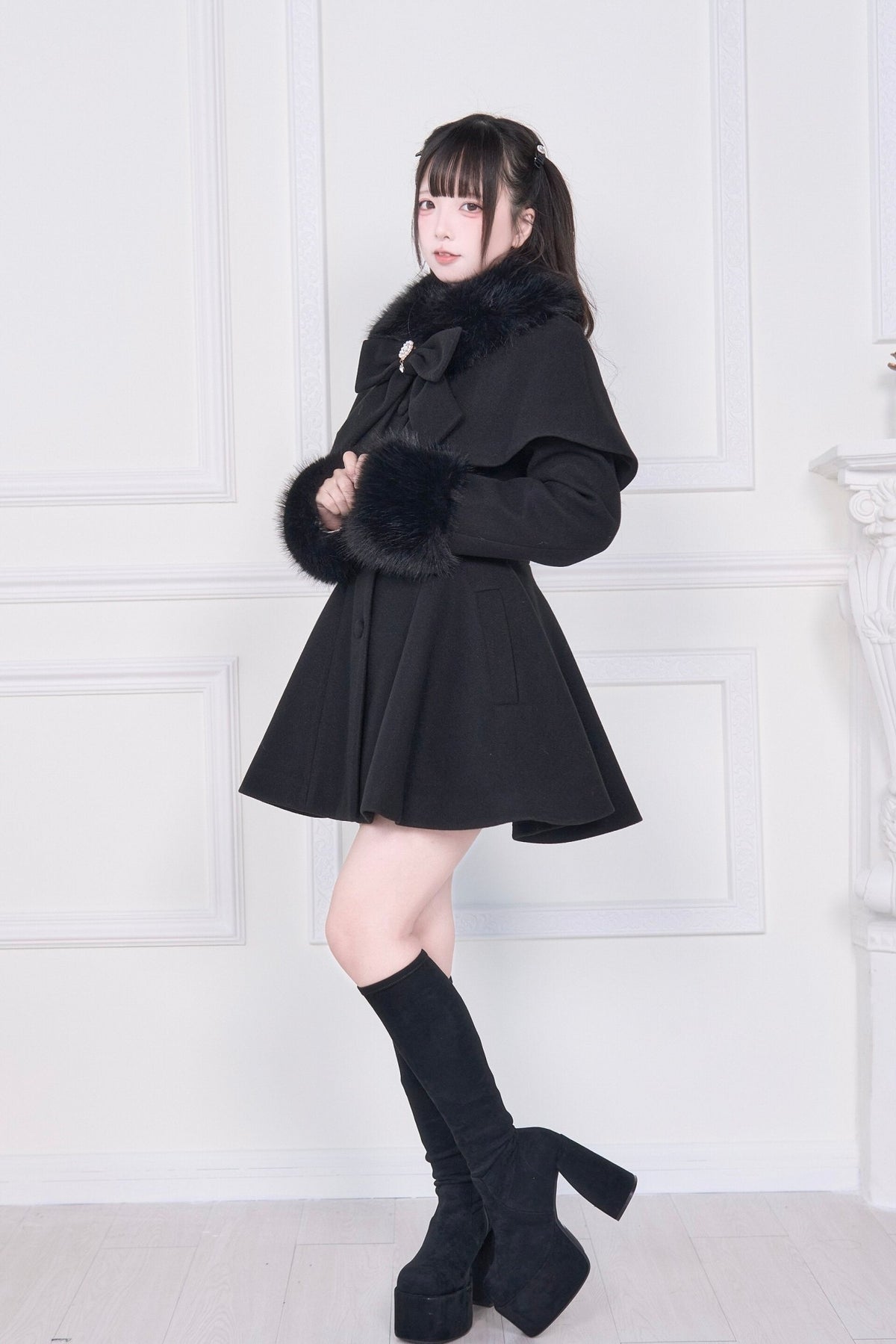 Mass Produced Japanese Style Bow Waist Tailored Coat - LolitaEra
