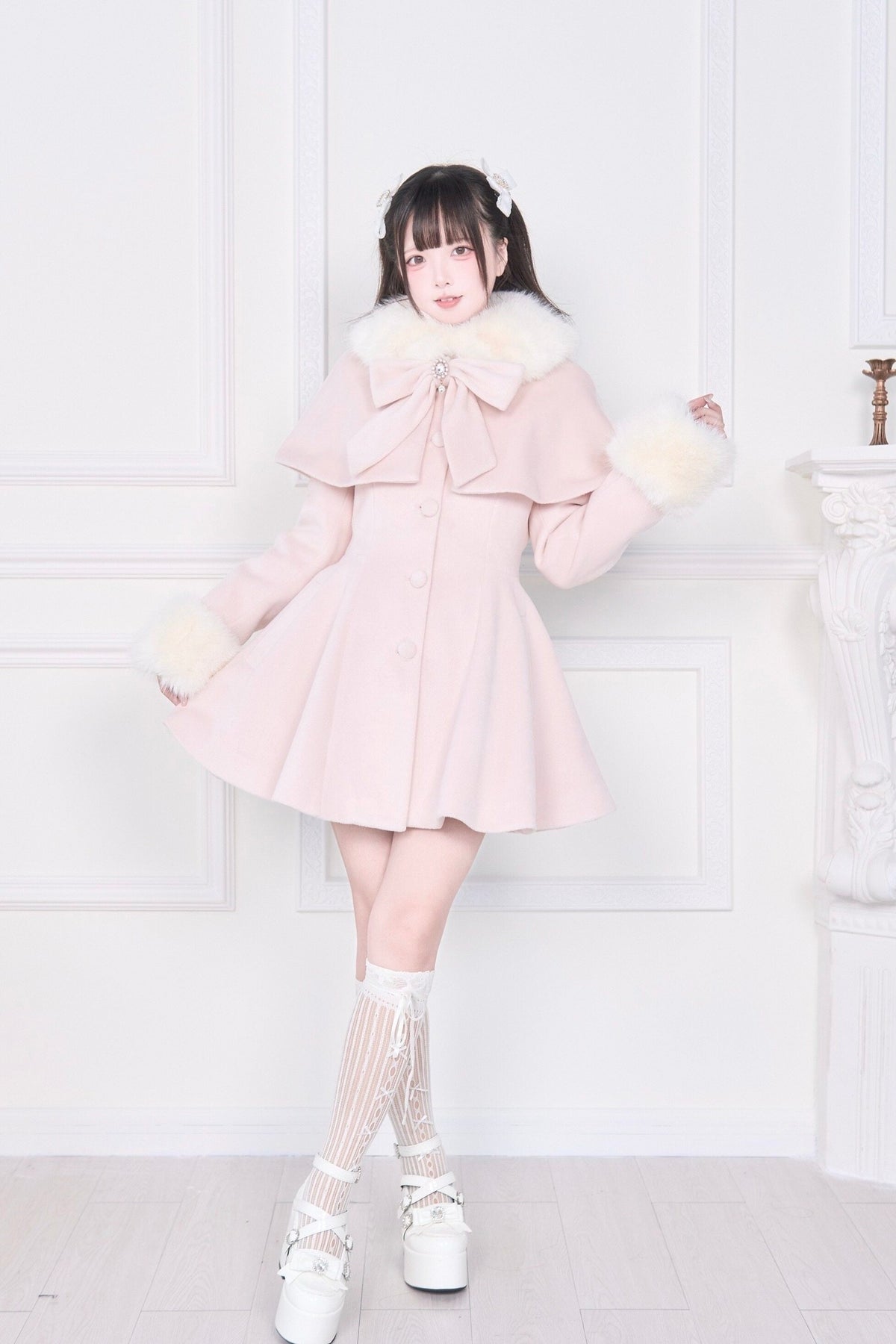 Mass Produced Japanese Style Bow Waist Tailored Coat - LolitaEra