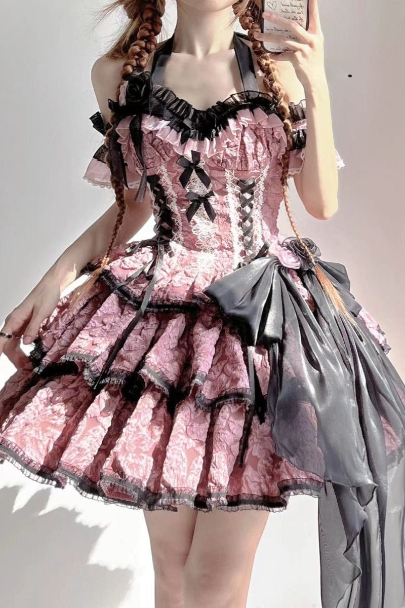 Medea's Kiss Dark Gothic Pink JSK - LolitaEraPink JSKSMedea's Kiss Dark Gothic Pink JSK