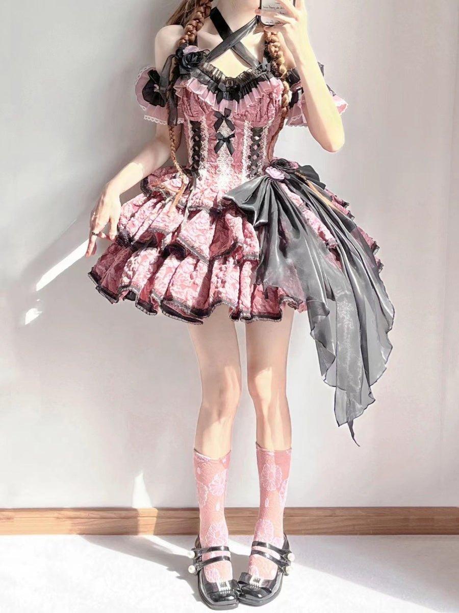 Medea's Kiss Dark Gothic Pink JSK - LolitaEraPink JSKSMedea's Kiss Dark Gothic Pink JSK