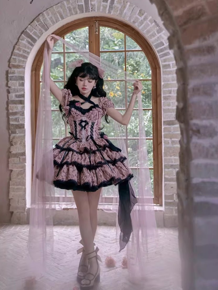 Medea's Kiss Dark Gothic Pink JSK - LolitaEraPink JSKSMedea's Kiss Dark Gothic Pink JSK