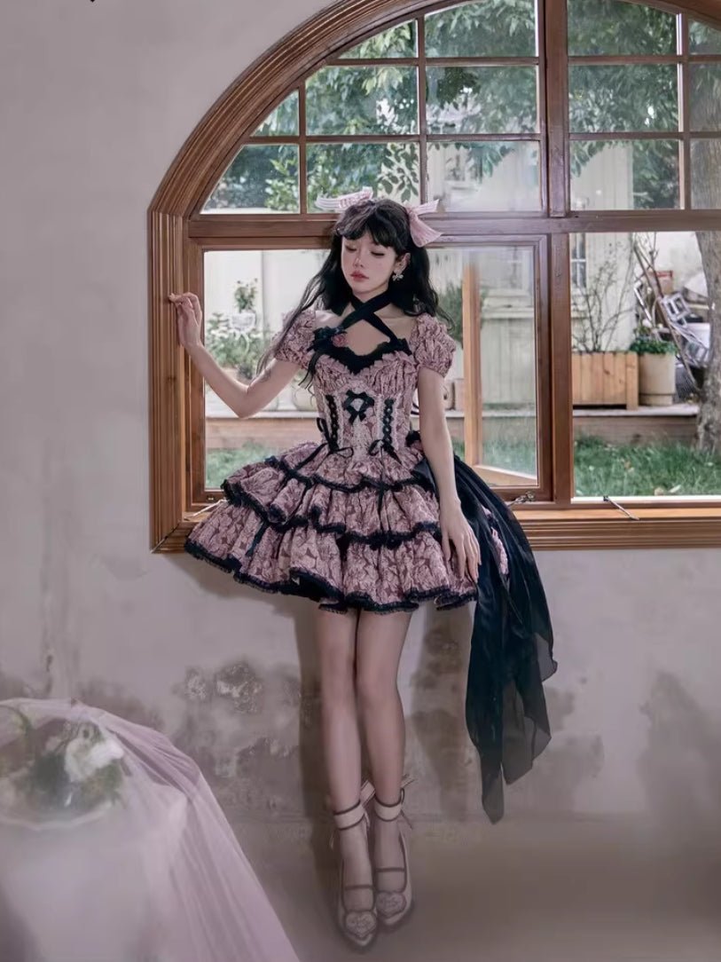 Medea's Kiss Dark Gothic Pink JSK - LolitaEraPink JSKSMedea's Kiss Dark Gothic Pink JSK