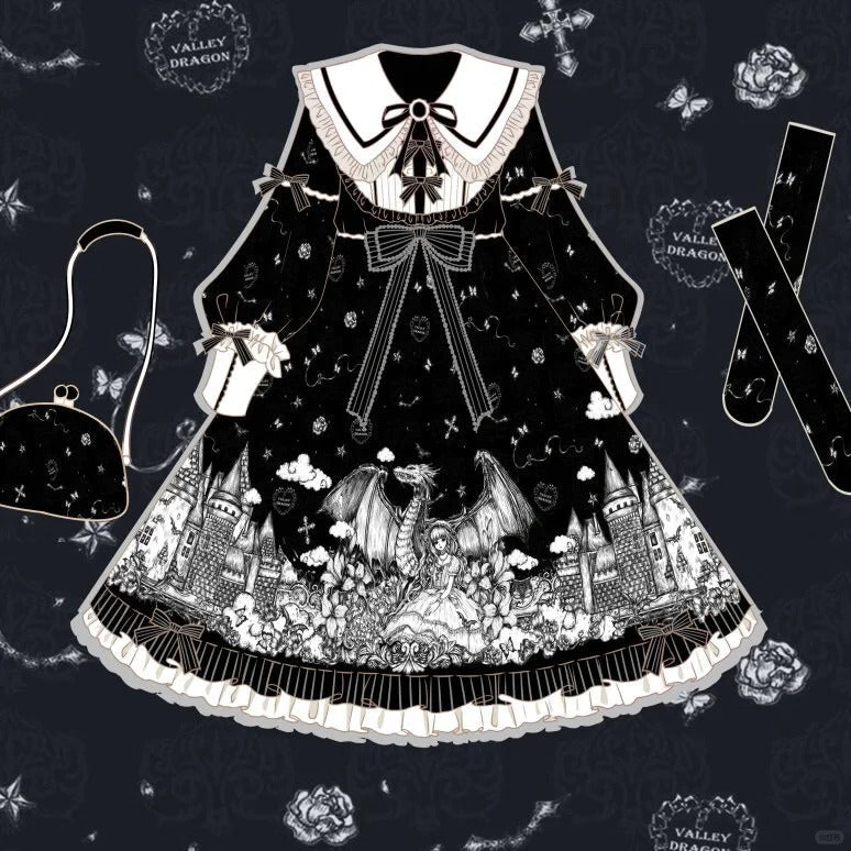 Midnight Castle Gothic Style One - Piece Dress 1336 - LolitaEraBlackSMidnight Castle Gothic Style One - Piece Dress 1336