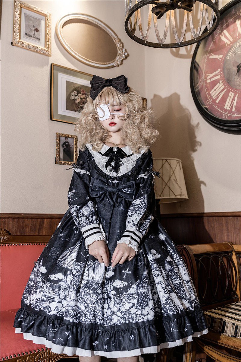 Midnight Castle Gothic Style One - Piece Dress 1336 - LolitaEraBlackSMidnight Castle Gothic Style One - Piece Dress 1336