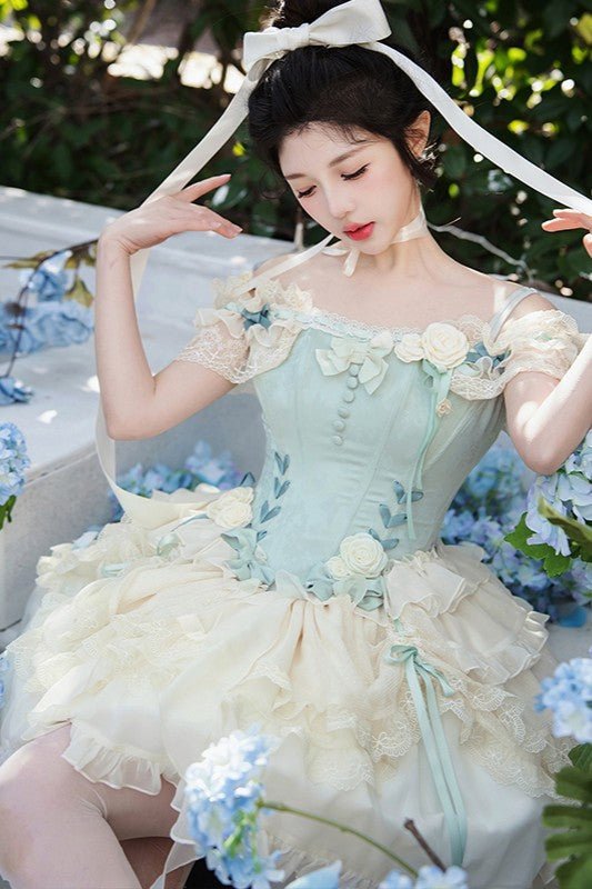 Mint Green Ballet Dream Tiered Lolita Dress - LolitaEra