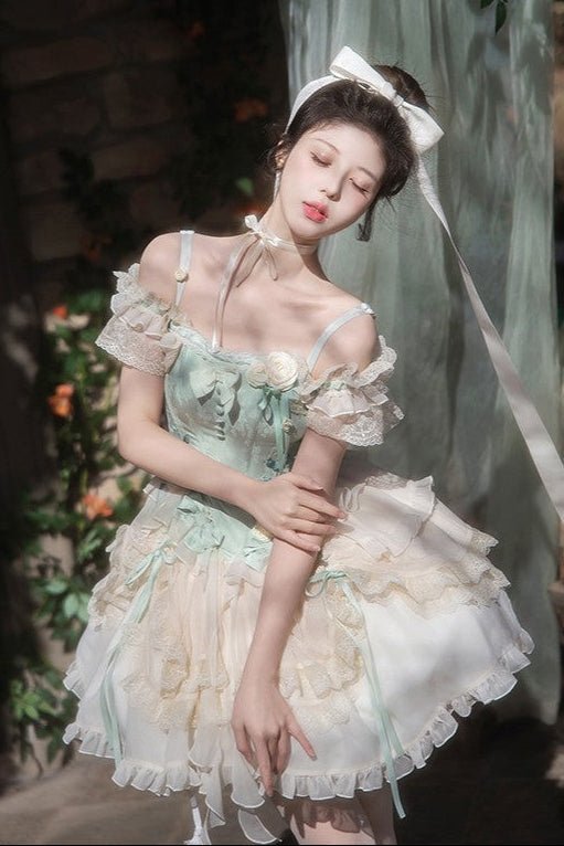 Mint Green Ballet Dream Tiered Lolita Dress - LolitaEra