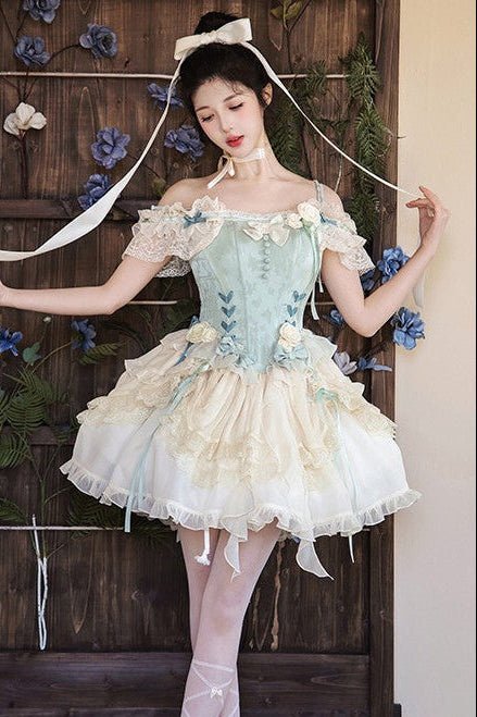 Mint Green Ballet Dream Tiered Lolita Dress - LolitaEra