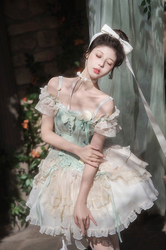 Mint Green Ballet Dream Tiered Lolita Dress - LolitaEra