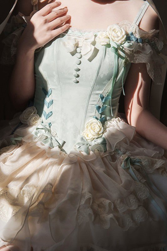 Mint Green Ballet Dream Tiered Lolita Dress - LolitaEra