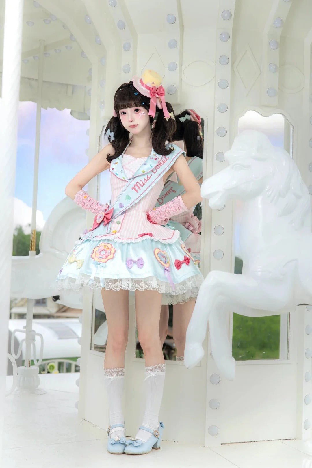 Miss Donut Pink Cream Donut-Theme Sweet Lolita Accessories Set - LolitaEra