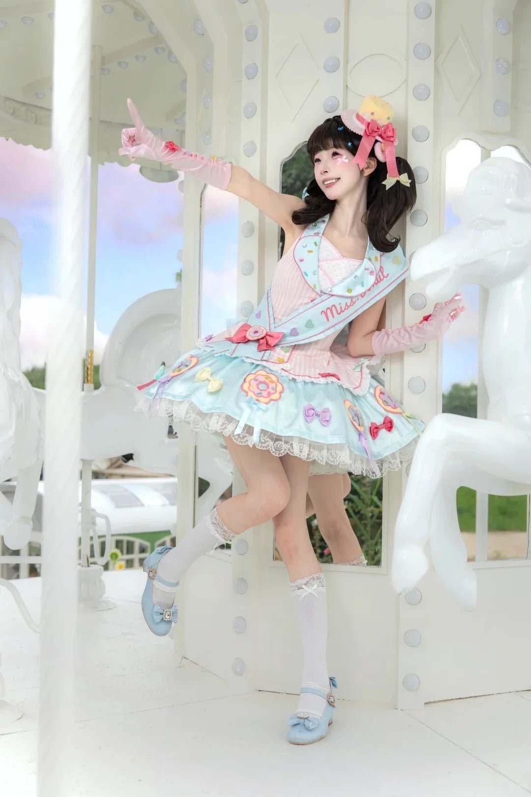 Miss Donut Pink Cream Donut-Theme Vintage Sweet Lolita JSK Dress - LolitaEra