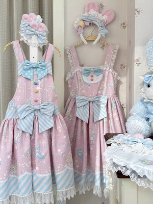 MOMO Co - branded Star Gummy Kawaii Pink Lolita Dress - LolitaEraPink JSK+ApronSMOMO Co - branded Star Gummy Kawaii Pink Lolita Dress