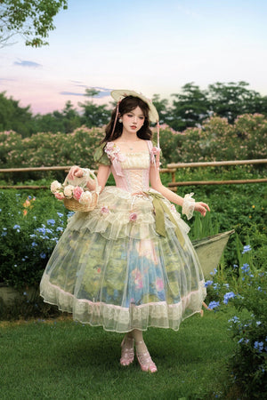 Monet's Garden Oil Painting Classic Lolita OP - LolitaEraOPSMonet's Garden Oil Painting Classic Lolita OP