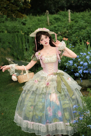 Monet's Garden Oil Painting Classic Lolita OP - LolitaEraOPSMonet's Garden Oil Painting Classic Lolita OP