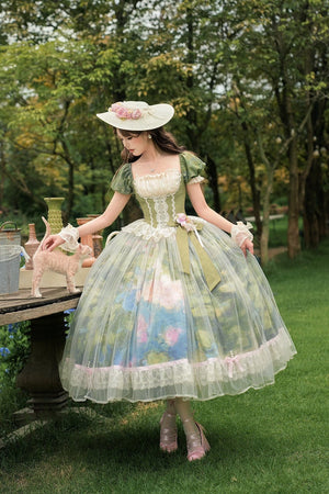 Monet's Garden Oil Painting Classic Lolita OP - LolitaEraOPSMonet's Garden Oil Painting Classic Lolita OP