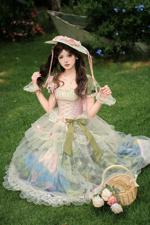 Monet's Garden Oil Painting Classic Lolita OP - LolitaEraOPSMonet's Garden Oil Painting Classic Lolita OP