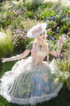 Monet's Garden Oil Painting Classic Lolita OP - LolitaEraOPSMonet's Garden Oil Painting Classic Lolita OP