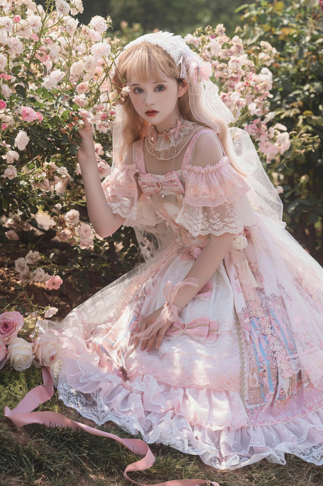 Moonlit Serenade Wedding Lolita JSK Set 1237 - LolitaEraBlue SetSMoonlit Serenade Wedding Lolita JSK Set 1237